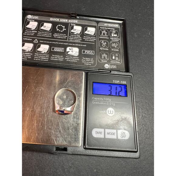 Vintage dead stock 925 Sterling Silver Southwest Mosaic Inlay Ring Size 7 - Picture 15 of 15